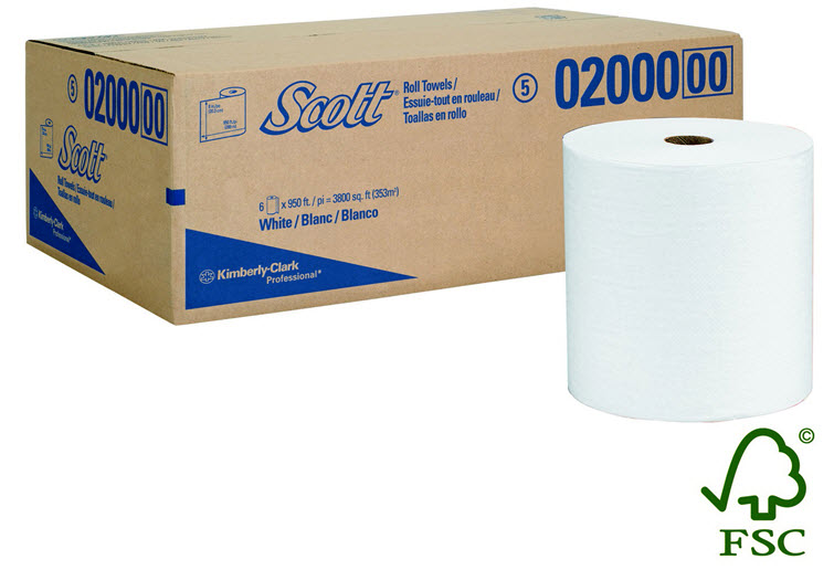 Image SERVIETTE À MAIN DUR ROULEAU 1.75 MANDRIN 7.87 DIAMETRE ROULEAU BLANC